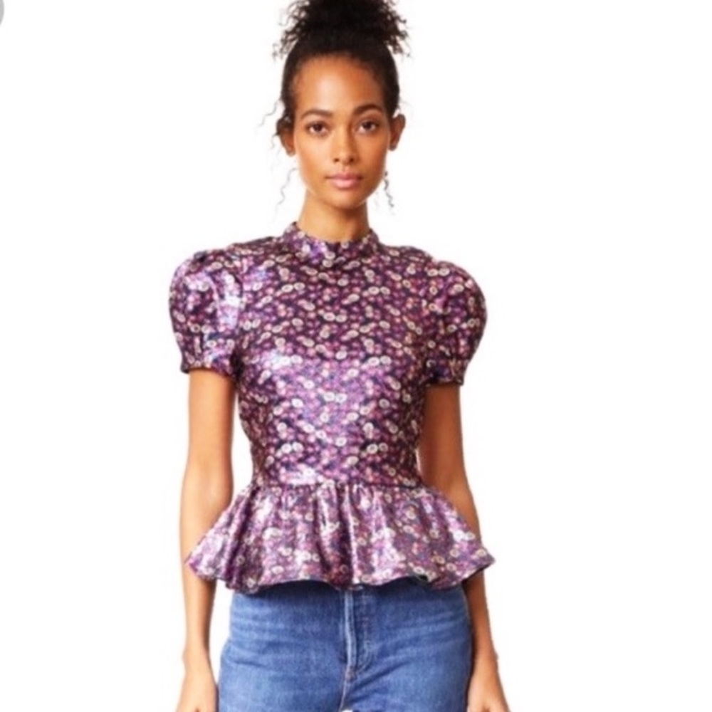BOGO! Sea New York Floral Brocade Peplum Top